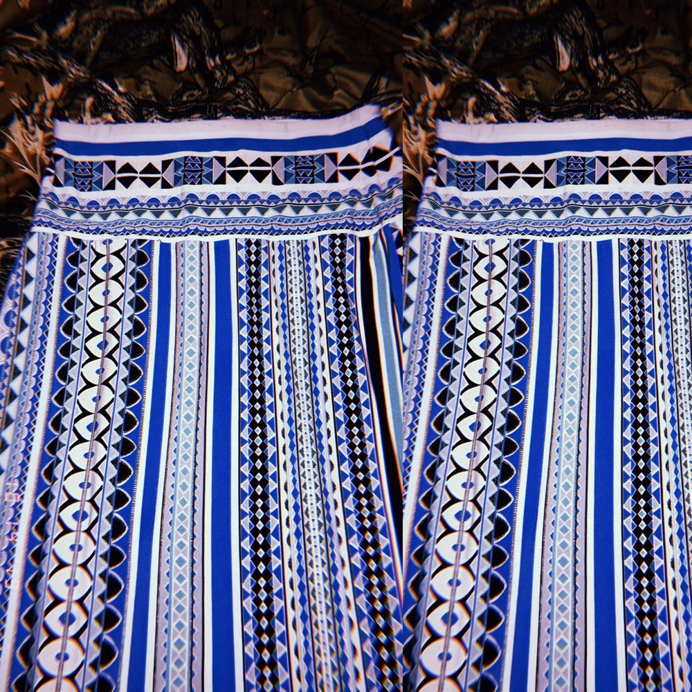 Black, white, teal designed skirt